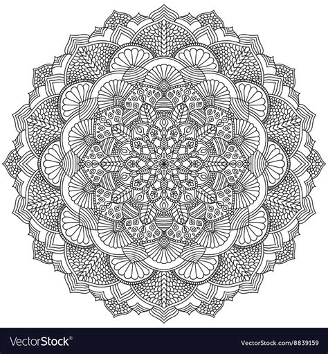 Intricate Black Mandala For Coloring Royalty Free Vector