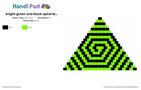 Bright Green And Black Spiral Bikini Top Pony Bead Pattern Kandi Pad Kandi Patterns Fuse