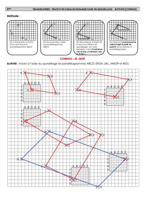 Tracé d un parallélogramme à l aide du quadrillage Corrigé d