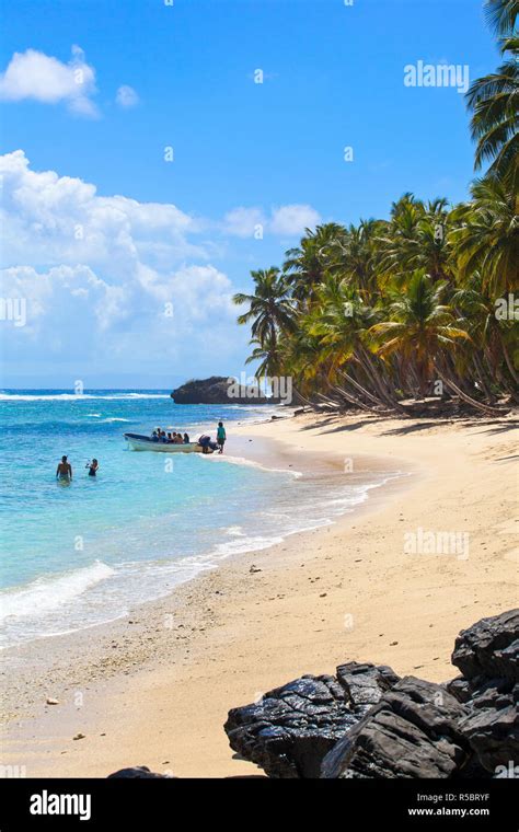 Dominican Republic Samana Peninsula Las Galleras Tourists In Boat At