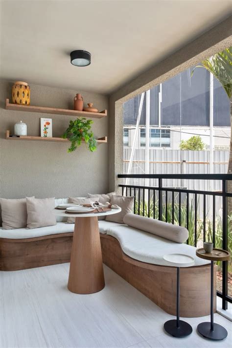 Varanda Gourmet Com Móveis Em Formas Orgânicas Canto Alemão Varanda Apartamento Varandas