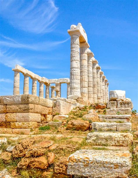 The Ancient Greek Temple Of Poseidon Stock Image Image Of Europe