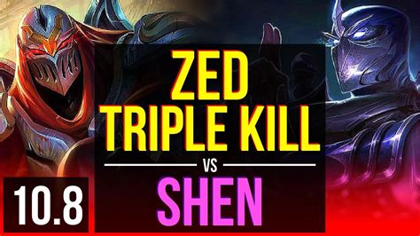 Zed Vs Shen Top Triple Kill 2 Early Solo Kills Legendary Kda 16