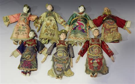 A Collection Of Ten Chinese Opera Dolls Early 20th Century Each With