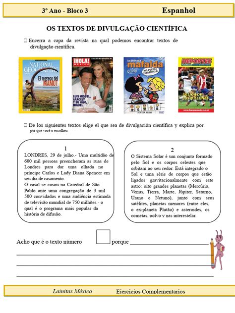 Atividades Com Texto De Divulgação Cientifica 3o Ano - Textos de Divulgação Científica em Espanhol | PDF | Sistema Solar ...