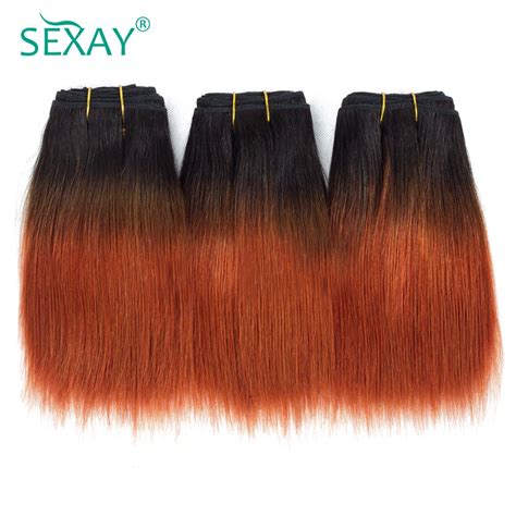 Sexay Ombre Human Hair Straight Weave Bundles Golden Blonde B Dark Roots Ombre Brazilian
