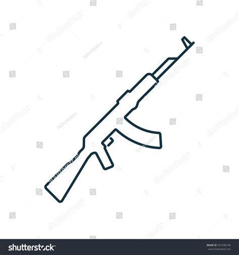 Ak 47 Assault Rifle Isolated Line Icon Stock Vector Royalty Free 557936140 Shutterstock