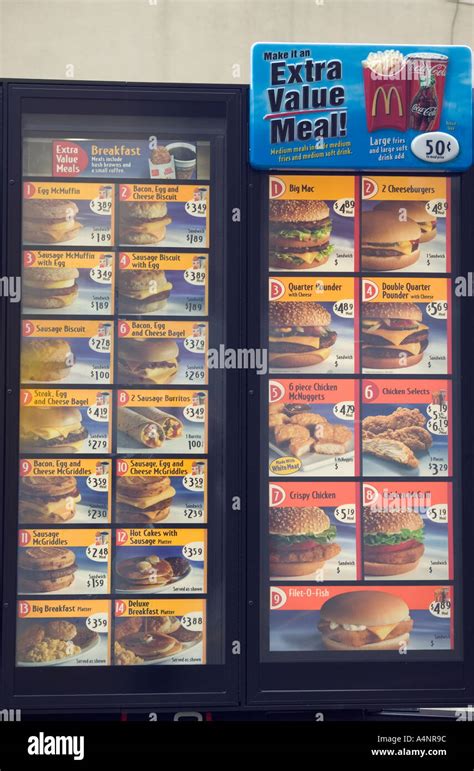 Mcdonald Menu Hi Res Stock Photography And Images Alamy