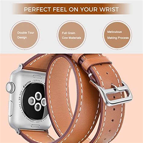 V Moro Leather Bands Compatible With Apple Watch Band 38mm40mm Women Men Double Tour Bracelet