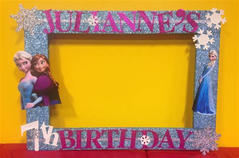 A Frozen Princess Frame With The Words Birthday And An Image Of Disney