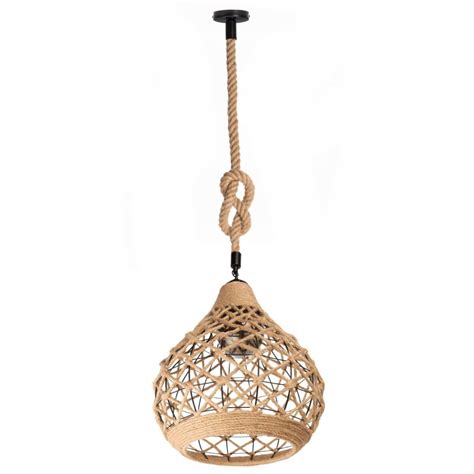 Lampa Wisząca BOHO Pleciona Jutowa SZNUR do LED E27 Długa NNLED