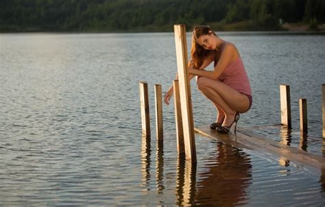 Wallpaper Panties Long Hair Model Brunette Gorgeous Photoshoot Posing High Heels For