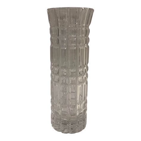 Crystal Cut Plaid Pattern Vase Chairish