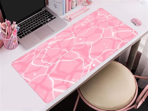 Purple Desk Mat Kawaii Anime Mouse Pad Cute Aesthetics Etsy