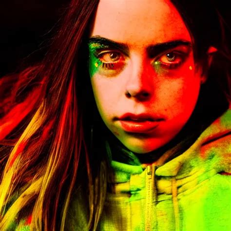 Billie Eilish In The Street Explosion Of Neon Lights Stable