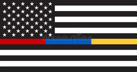 Thin Red, Blue and Gold Line Stripe American, USA, US Flag Illustration ...