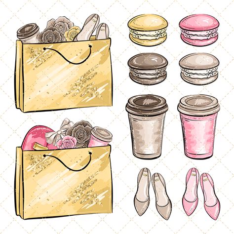 Shopping Watercolor Cliparts