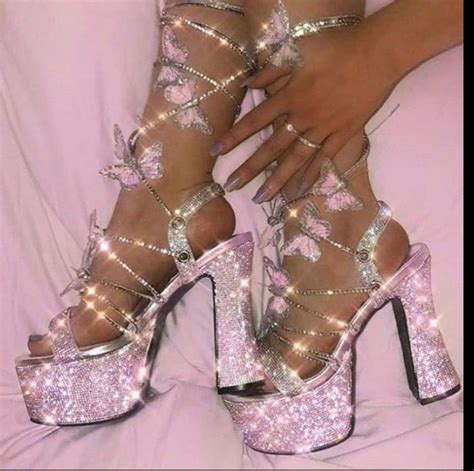 Pink Heels 💮 Glitter Outfit Aesthetic Shoes Pink Heels