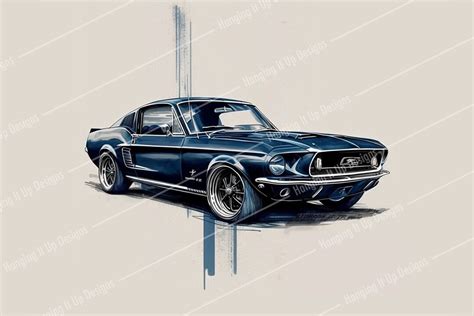 1967 Ford Mustang Fastback Pencil Sketch Digital Art - Etsy