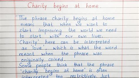 Write A Short Essay On Charity Begins At Home Essay Writing English