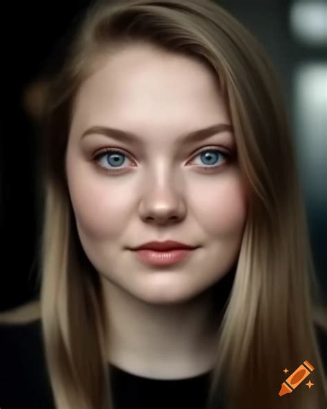 Realistic Portrait Of A Year Old Polish Woman With Blonde Straight Hair And A Subtle Smile On