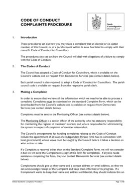 Fillable Online Code Of Conduct Complaints Procedure Fax Email Print