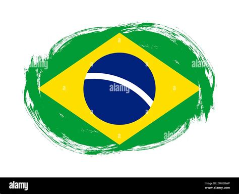 Brazil Flag In Rounded Stroke Brush Background Stock Photo Alamy