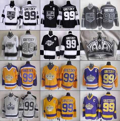 Discount Wholesale Los Angeles Kings Hockey Jerseys 99 Wayne Gretzky Ccm White Black Throwback