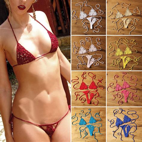 Crochet Mini Bikini Thong G String Beach Micro Women Swimwear Sexy Lingerie Sets EBay