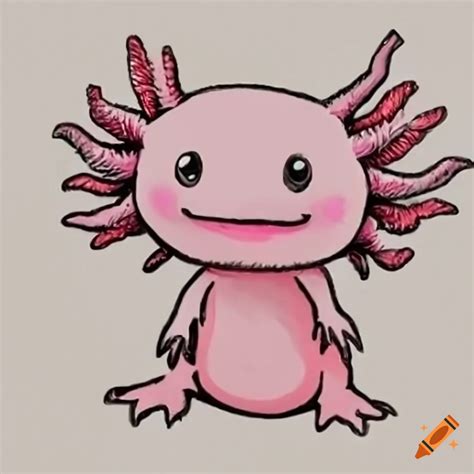 Cute Pink Axolotl On White Background On Craiyon