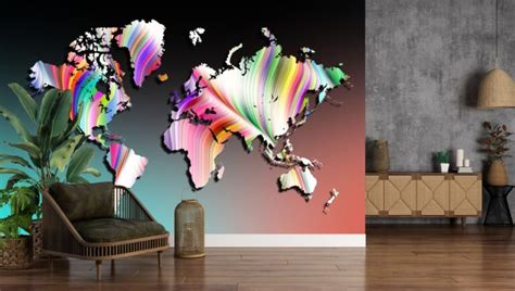 Colorful World Map Wallpaper for Home and Office - Magic Decor