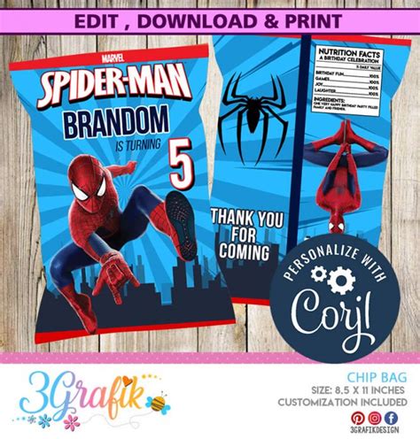 Spiderman Chip Bags Bolsas De Chip Spiderman Spiderman