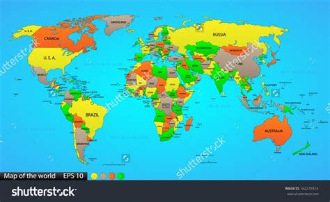 Country Labeled World Map