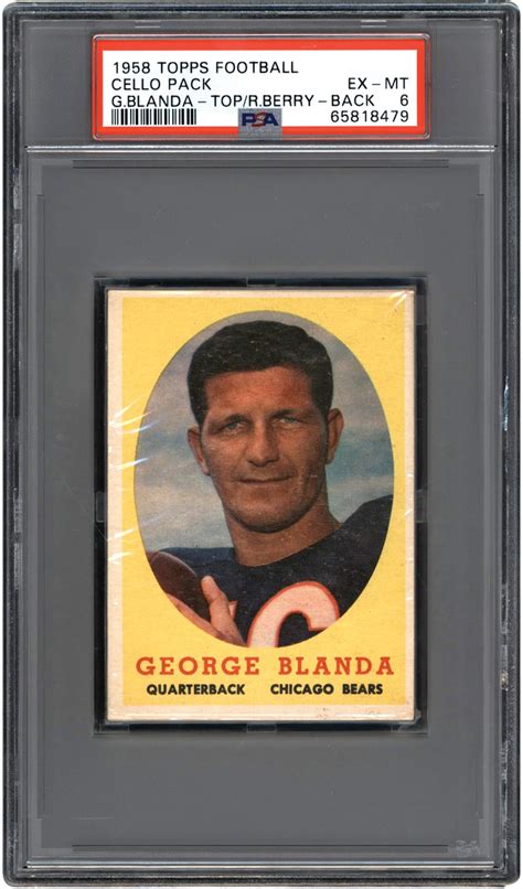 1958 Topps Football Unopened Cello Pack W Blanda On Top Berry On Back