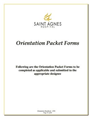 Fillable Online Following Are The Orientation Packet Forms To Be Fax