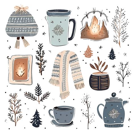 Aesthetic Sticker Winter Hygge Element Collection Set Aesthetic