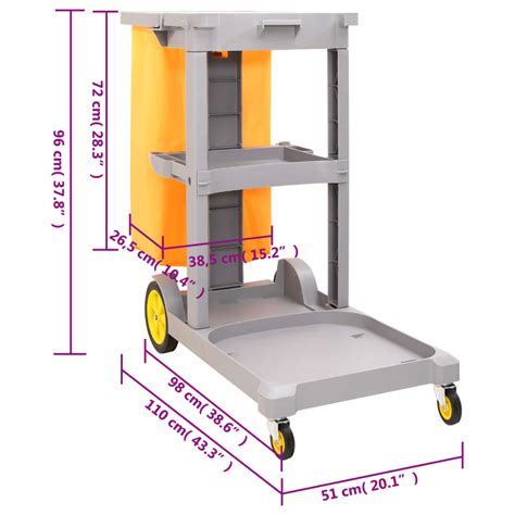 HEN Chariot de nettoyage avec seau à serpillière polypropylène