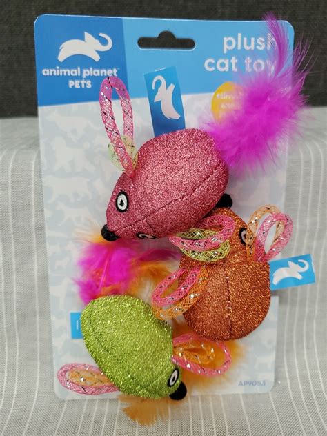 Animal Planet Sparkly Mouse Cat Toy w/Catnip & Feathers~ 3 Ct Pack~ NEW ...