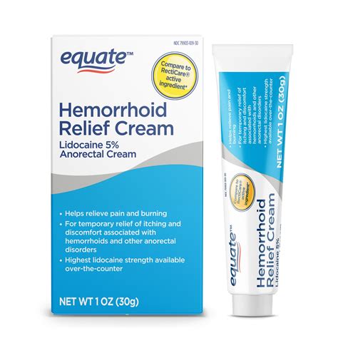 Equate Hemorrhoid Relief Cream With 5 Lidocaine Topical Ointment