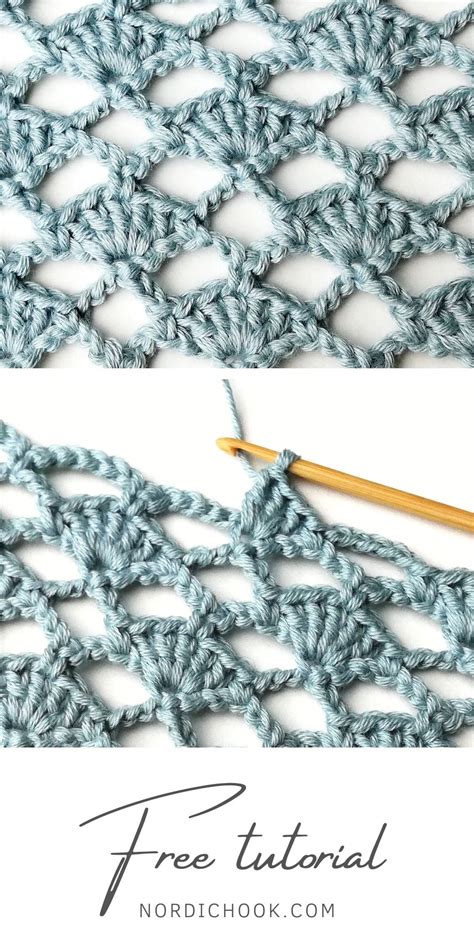 The Lacy Shell Stitch Nordic Hook Free Crochet Stitch Tutorial