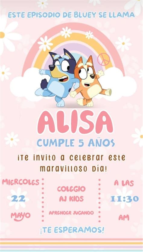 Pin En Tarjeta De Cumplea Os Bluey Personalizadas En