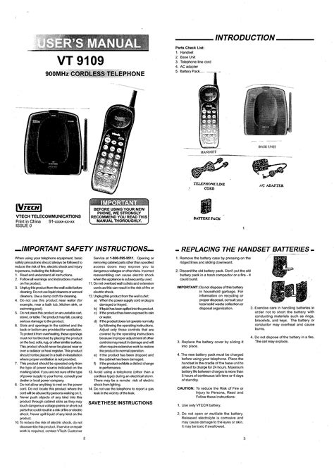 89 5004 00 900 MHz Cordless Telephone User Manual Users Manual VTech