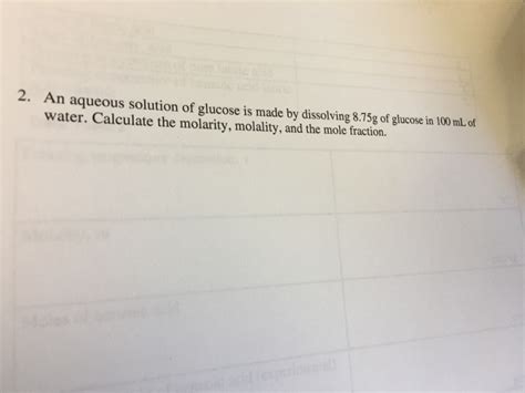 Solved An Aqueous Solution Of Glucose Is Made By Dissolving