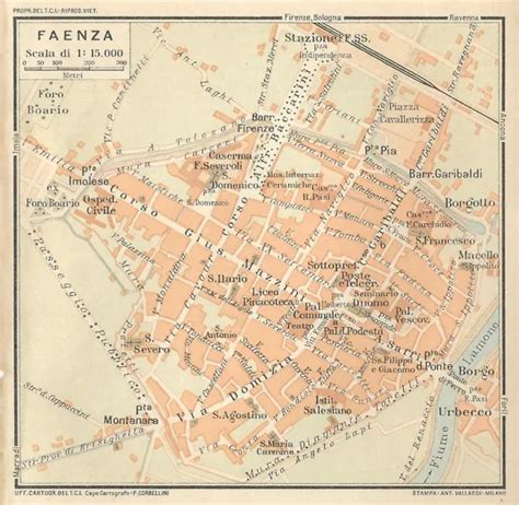 CARTA GEOGRAFICA ANTICA FAENZA Pianta della città Ravenna 1916 Old