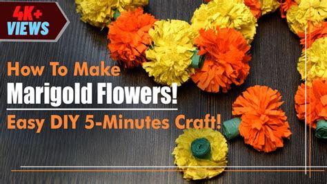 How To Make Marigold Flowers | DIY Marigold Flowers Garland | Paper Craft Marigold Flowers - YouTube