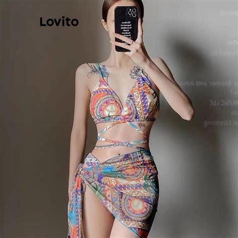 Lovito Women Casual Ditsy Floral Pattern Bikini Sets LNA Shopee Philippines