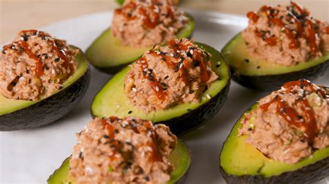 Best Spicy Tuna Stuffed Avocados Recipe How To Make Spicy Tuna Stuffed Avocados