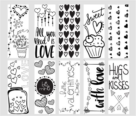 Valentine Printable Coloring Page Bookmarks Printable Valentine ...