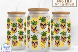 Pineapple Glass Wrap Sublimation Graphic By Specialartdigitaldesigns