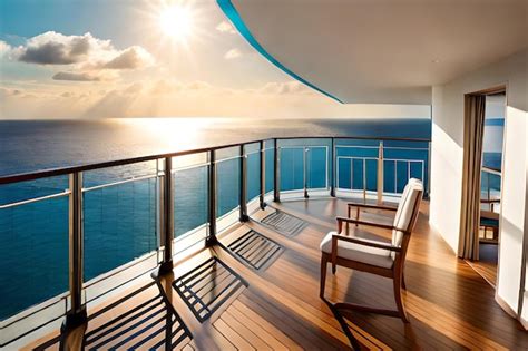 Premium Photo | A balcony on a cruise ship with a view of the ocean.